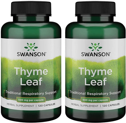 Swanson Thyme Leaf Capsules - Supports Respiratory and Digestive Health - Natural Herbal Supplement (240 Capsules)