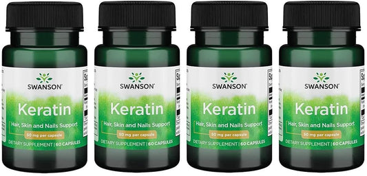 Swanson Tibetan Wool Keratin Capsules - Natural Supplement for Healthy Joints, Hair, Skin & Nails - Supports Connective Tissue Health - 60 Capsules x 50mg (4 Pack)