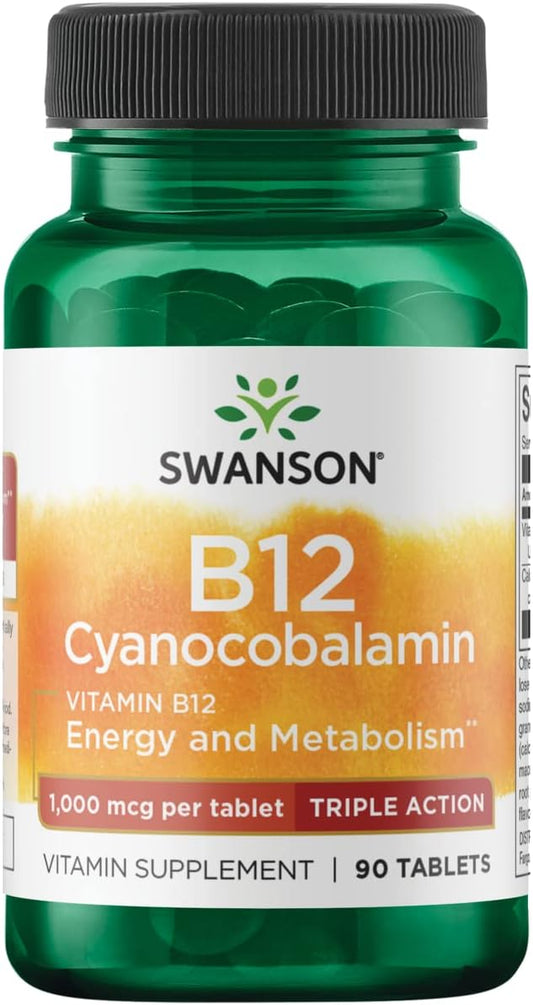 Swanson Triple Action Vitamin B-12 1000 mcg Tablets - 90 Count