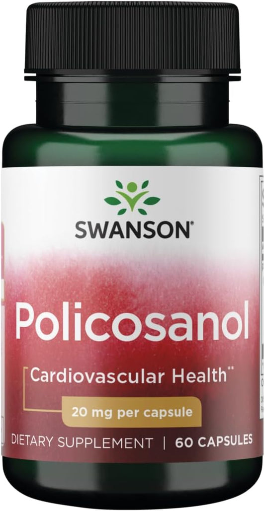 Swanson Ultra Policosanol Capsules - Natural Supplement for Cardiovascular Health - Supports Healthy Heart Function & Cholesterol Levels (60 Count, 20mg)