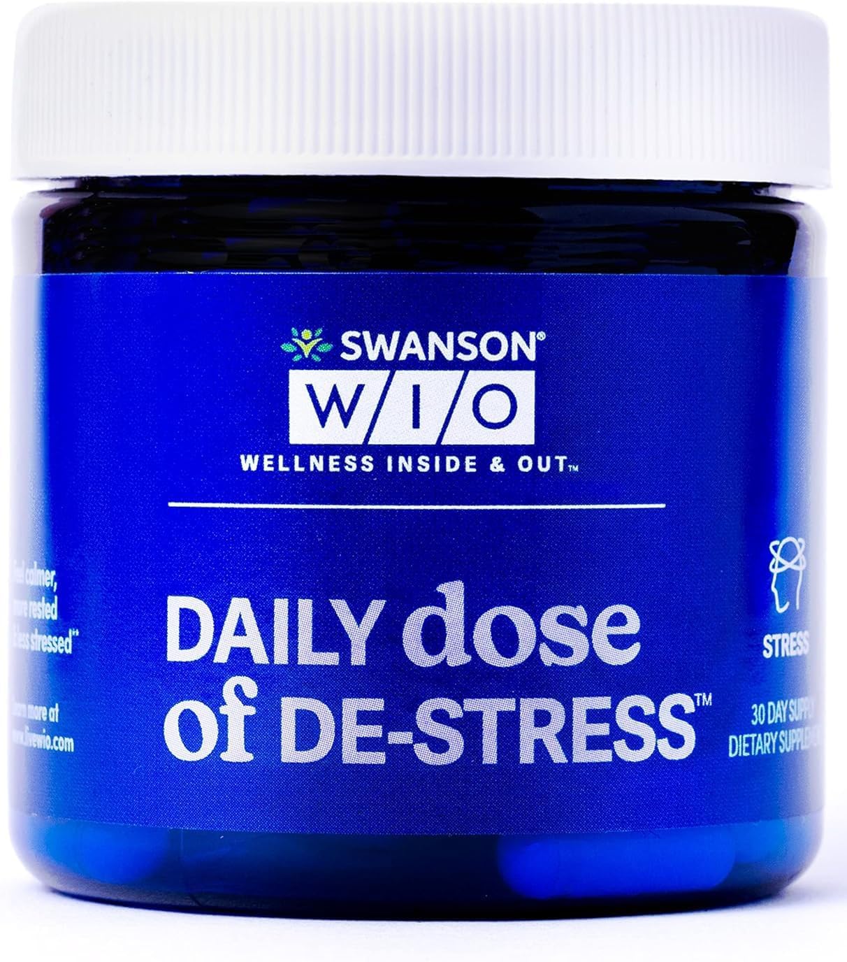 Swanson WIO Daily Dose of DE-Stress Capsules - Stress Support, Relaxation, Calmness, Better Sleep - Lactium Milk Protein Peptide, Adaptogen - 30 Count