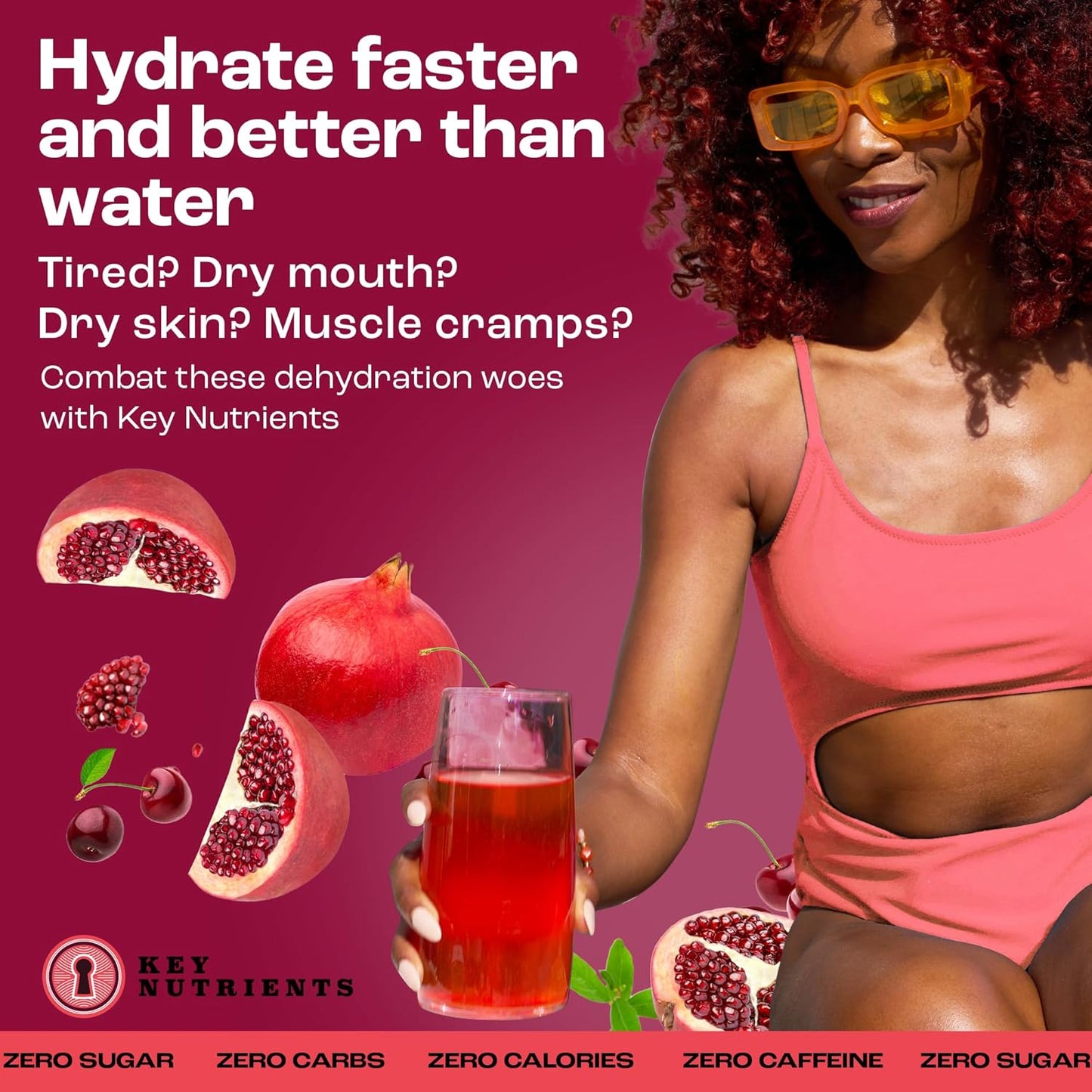Sweet Cherry-Pom Multivitamin Electrolyte Powder - 40 Packets for Hydration on the Go - Sugar-Free, Gluten-Free - Made in USA