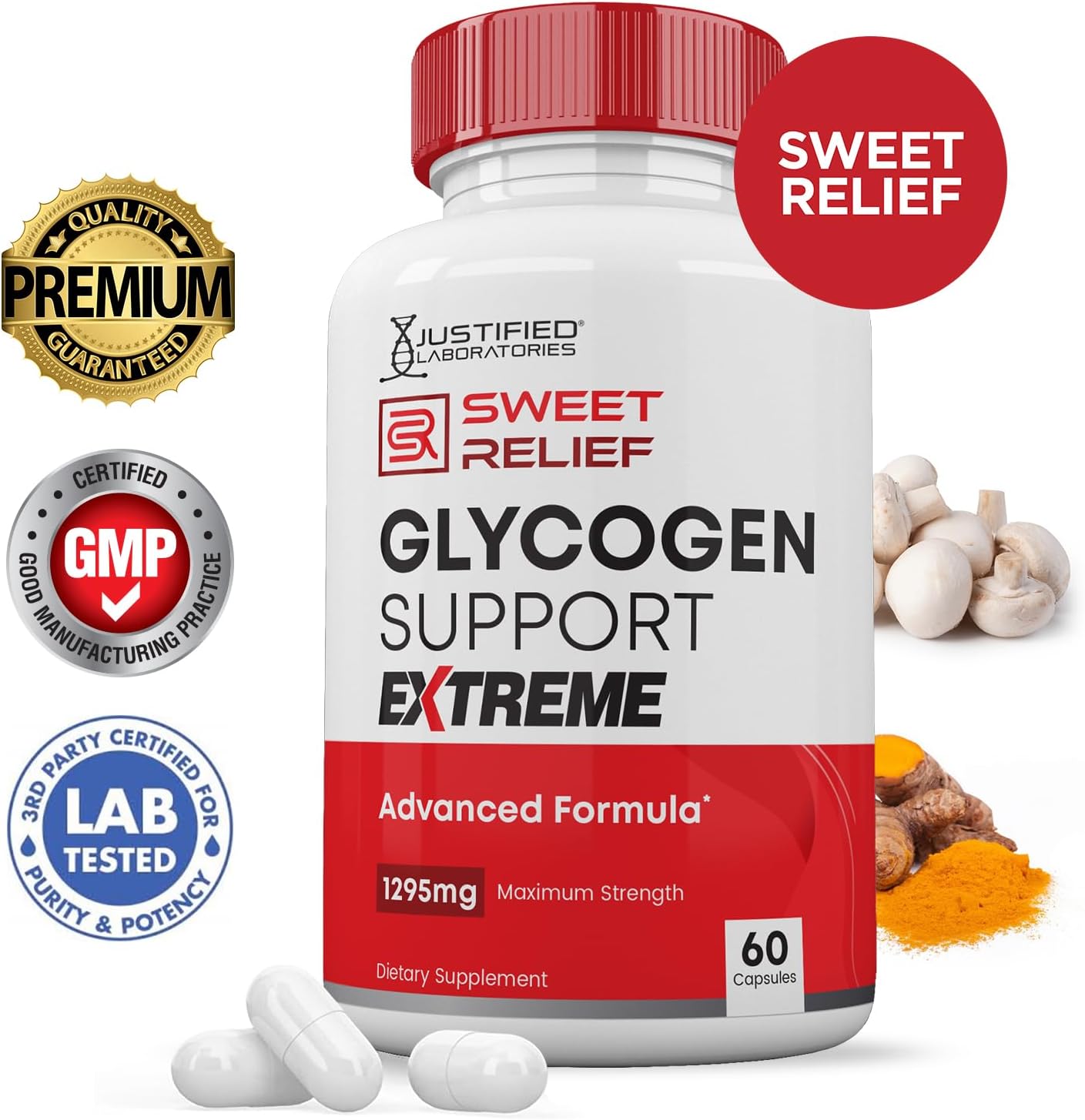 Sweet Relief Glycogen Support Extreme Pills - 2 Pack, 1295MG Advanced Formula, Zero Artificial Additives - 120 Capsules