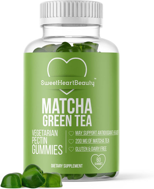 SweetHeartBeauty Matcha Green Tea Extract Gummy Vitamins for Energy, Detox & Cleanse. Vegan, Gluten-Free, Non-GMO. 30 Day Supply.