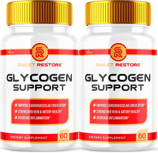SweetRestore Glycogen Support Capsules - 2 Pack of Advanced Maximum Strength Pills for Natural Blood Support - Daily Supplement (120 Capsules)