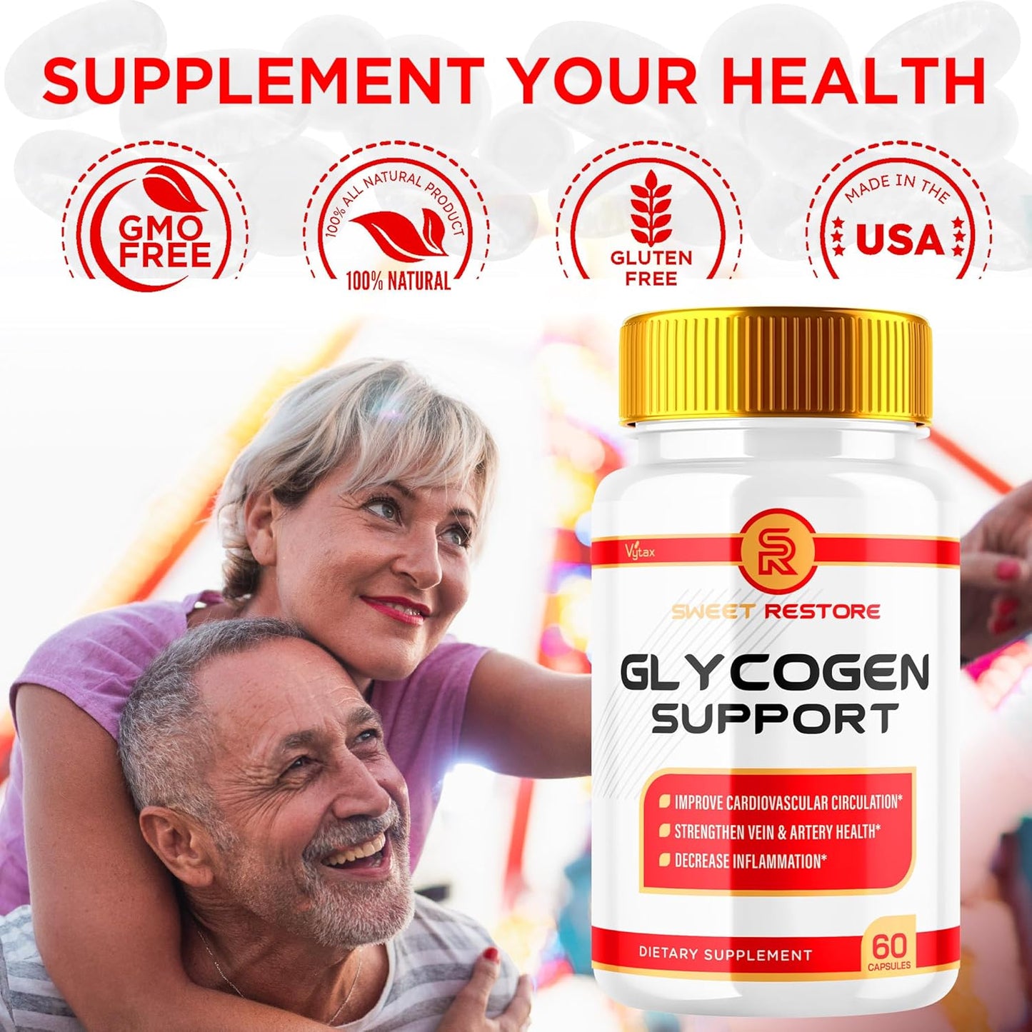 SweetRestore Glycogen Support Capsules - 2 Pack of Advanced Maximum Strength Pills for Natural Blood Support - Daily Supplement (120 Capsules)