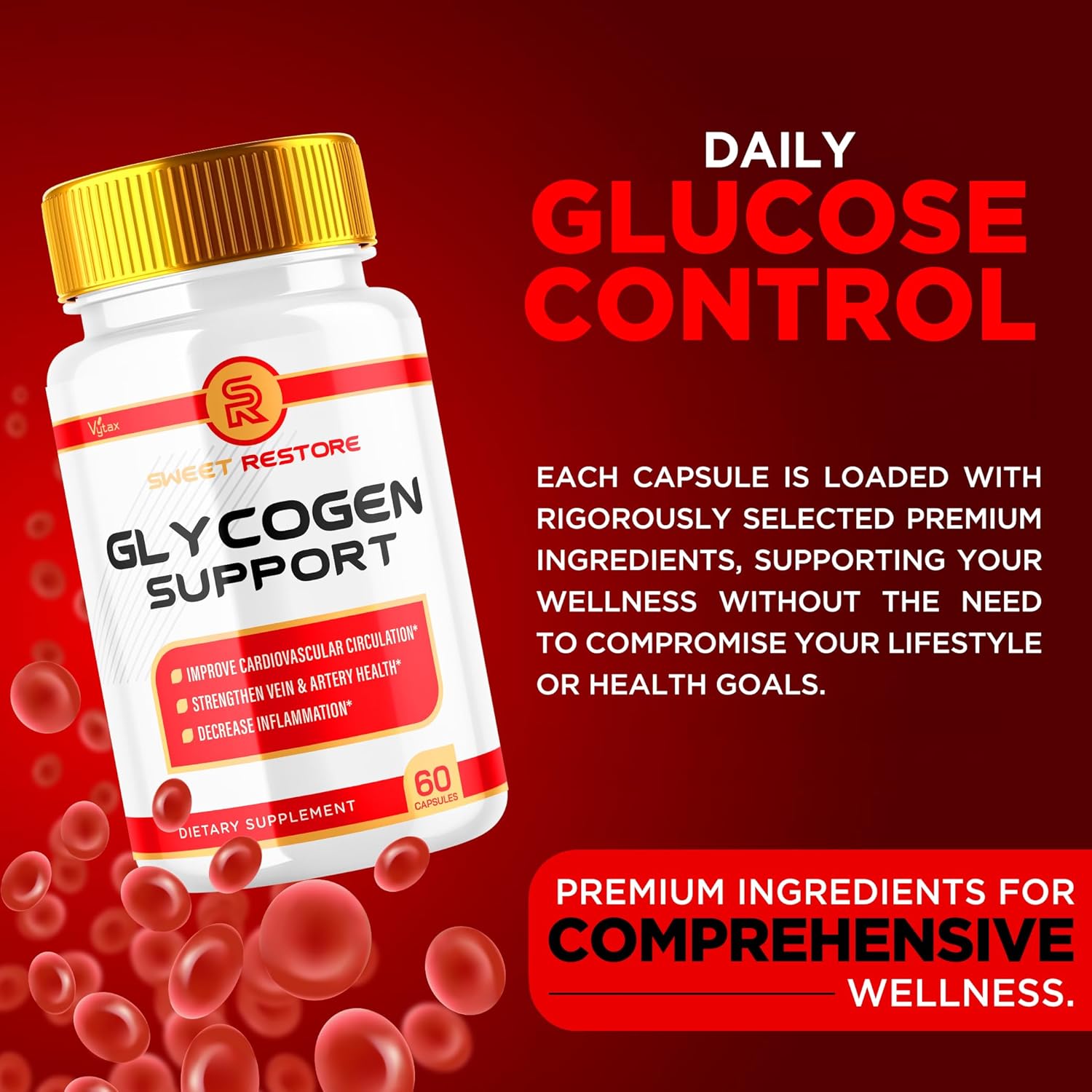 SweetRestore Glycogen Support Capsules - 2 Pack of Advanced Maximum Strength Pills for Natural Blood Support - Daily Supplement (120 Capsules)