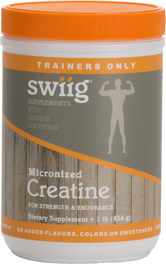 swiig Micronized Creatine Monohydrate - Gluten-Free, No Added Flavors, Dairy, Fish, or Soy - Non-GMO - 90 Servings