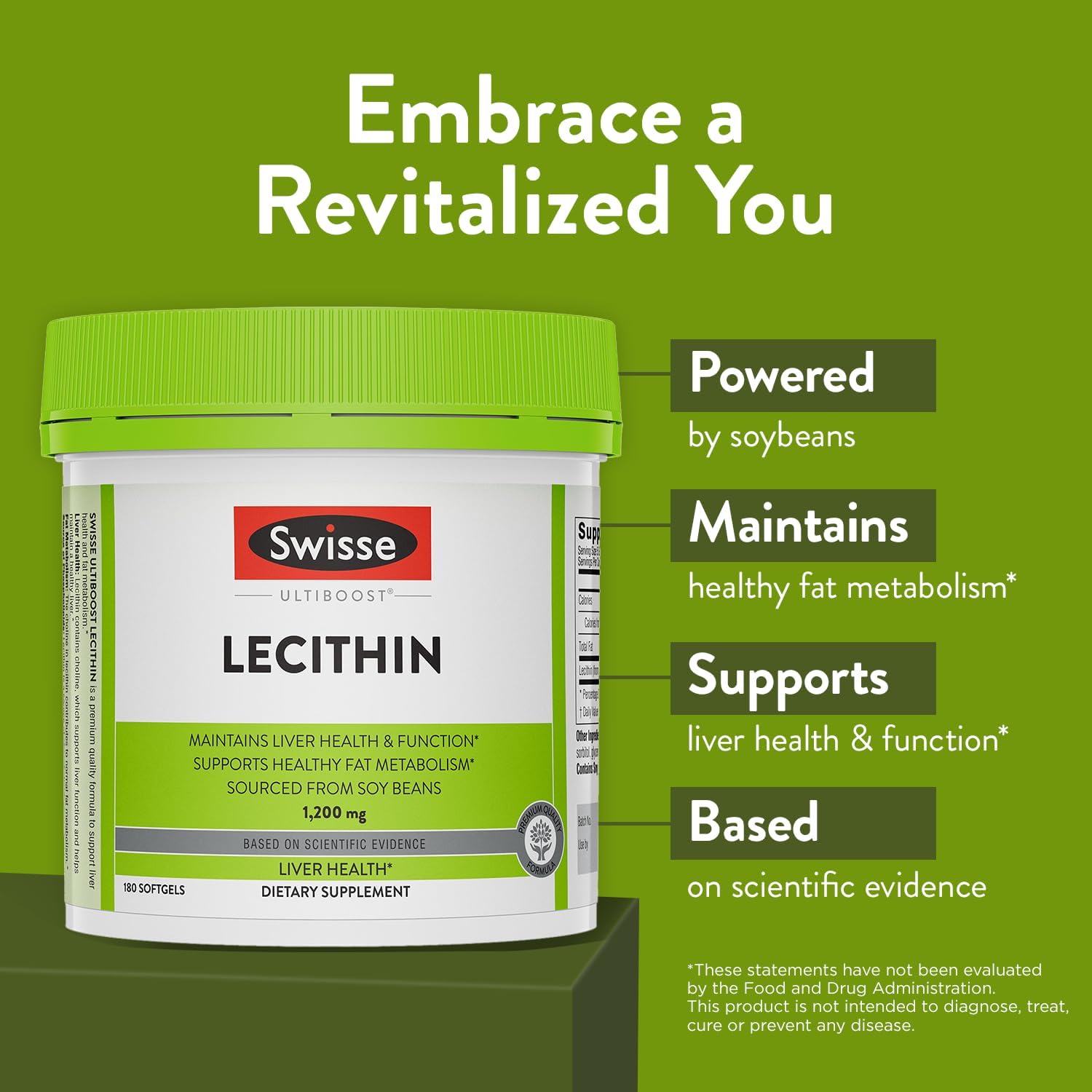 Swisse Soy Lecithin 1200mg Softgels Capsules for Liver Health & Fat Metabolism * | Choline Lecithin Supplement 1200 mg | 180 Softgels