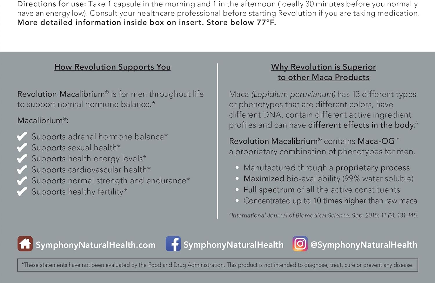 Symphony Natural Health Revolution Macalibrium - Men's Hormone Health Support Supplement - 240 Vegan Capsules