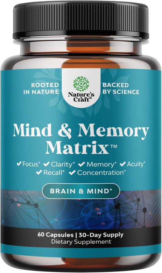 Synergetic Brain Support Supplement with Nootropics, Brain Vitamins for Cognitive Enhancement, and Memory Boost - Natural Mind and Energy Enhancer (30 Servings)