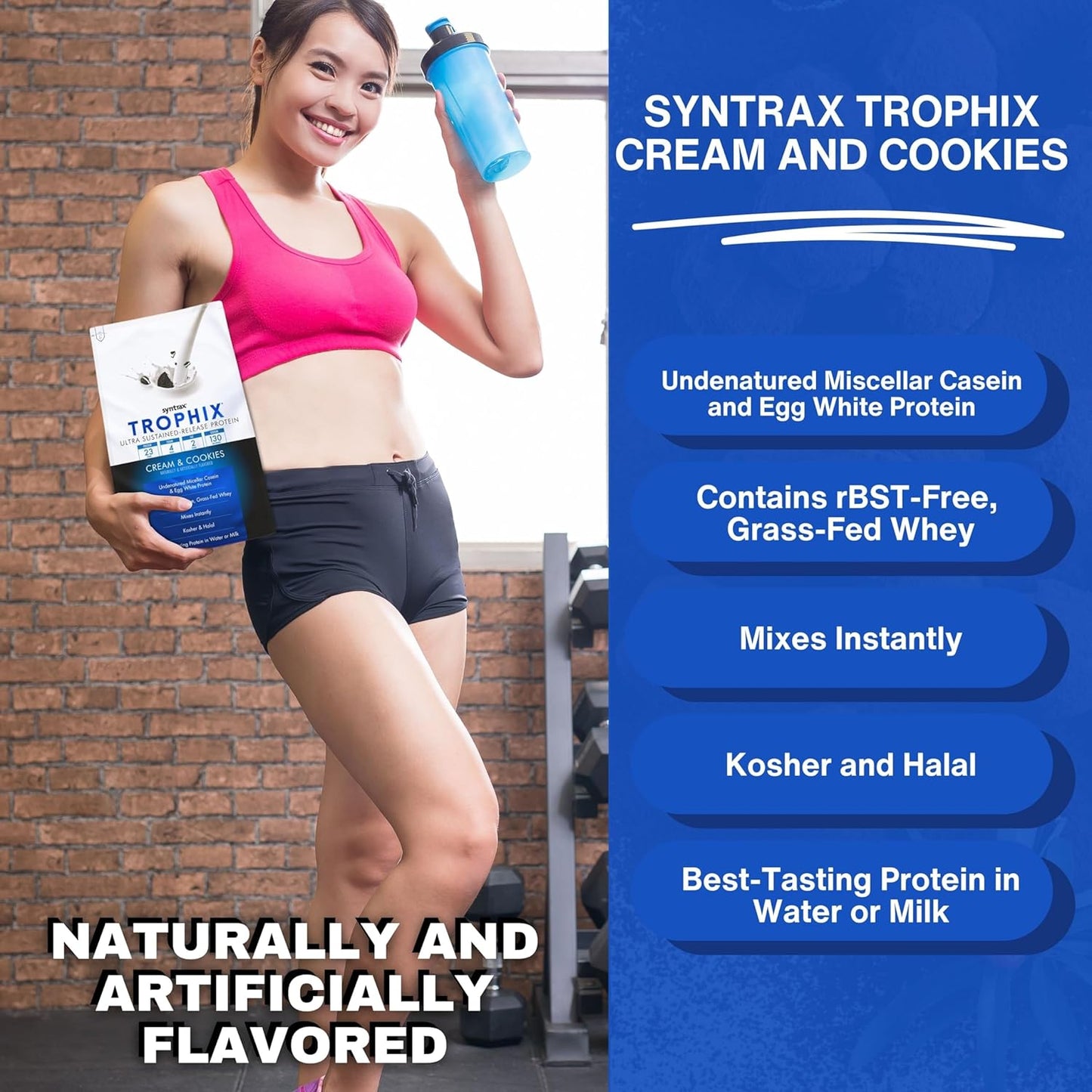 Syntrax Bundle: Trophix Cream & Cookies Casein Protein + Instant Mix Whey & Egg White Protein Powder - 2lb High Protein Powder with Nutrition Keychain