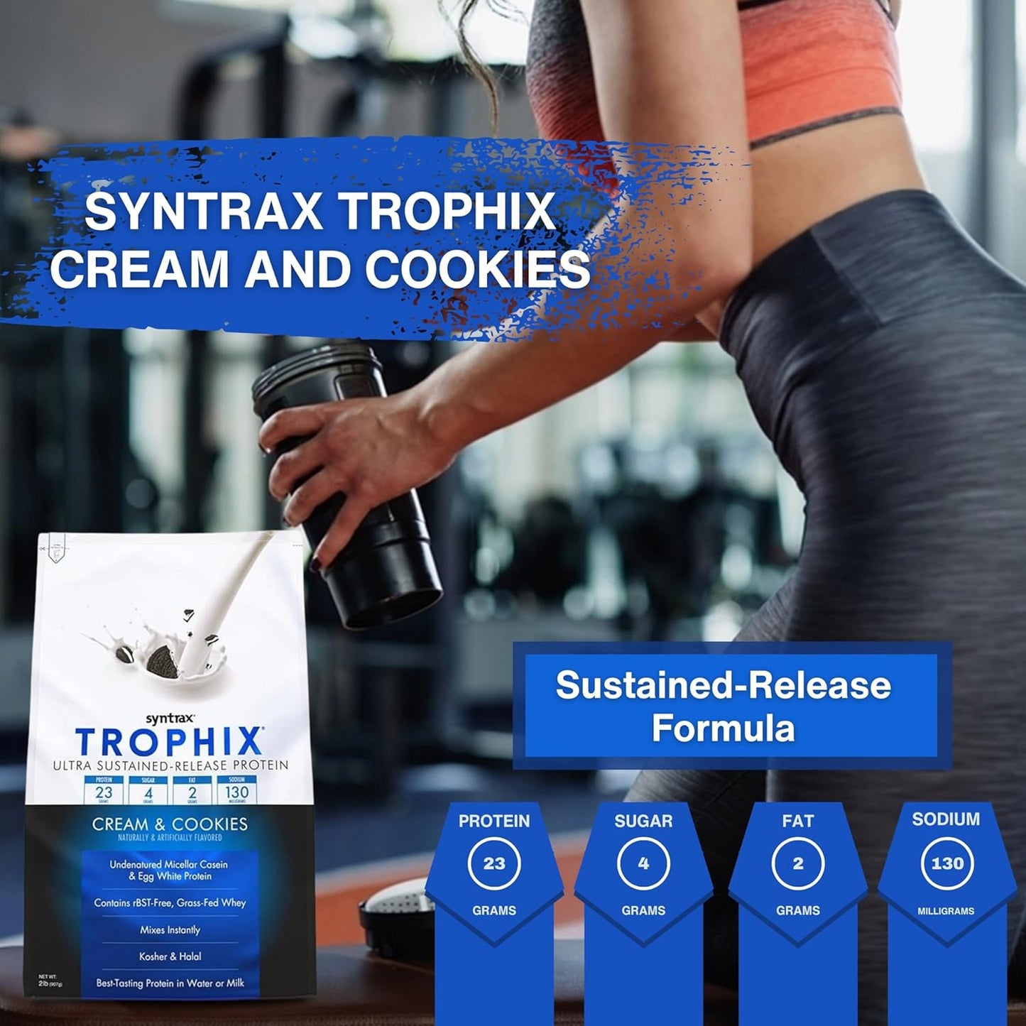 Syntrax Bundle: Trophix Cream & Cookies Casein Protein + Instant Mix Whey & Egg White Protein Powder - 2lb High Protein Powder with Nutrition Keychain