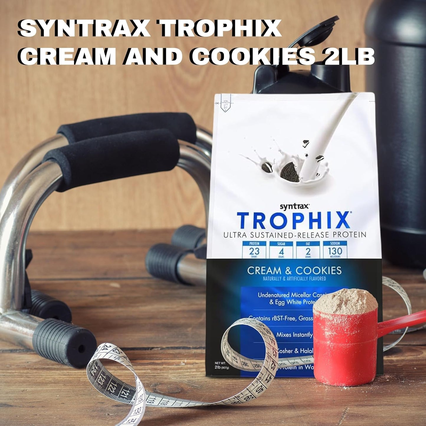 Syntrax Bundle: Trophix Cream & Cookies Casein Protein + Instant Mix Whey & Egg White Protein Powder - 2lb High Protein Powder with Nutrition Keychain