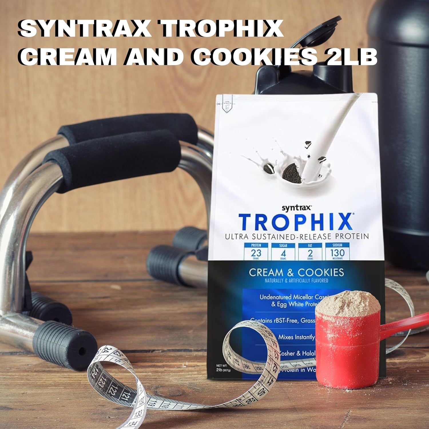 Syntrax Bundle: Trophix Cream & Cookies Casein Protein + Instant Mix Whey & Egg White Protein Powder - 2lb High Protein Powder with Nutrition Keychain