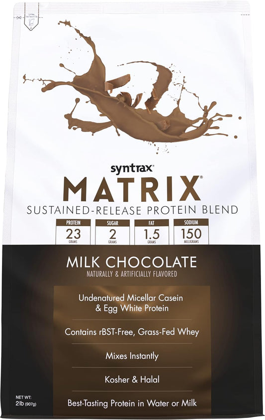 Syntrax Nutrition Matrix Protein Powder 2 lbs - Sustained-Release Blend, Milk Chocolate Flavor