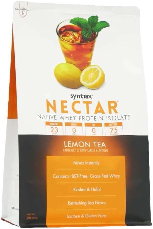 Syntrax Nutrition Nectar Lemon Tea 100% Whey Isolate Protein Powder - Refreshing Fruit Flavor - 2 lbs