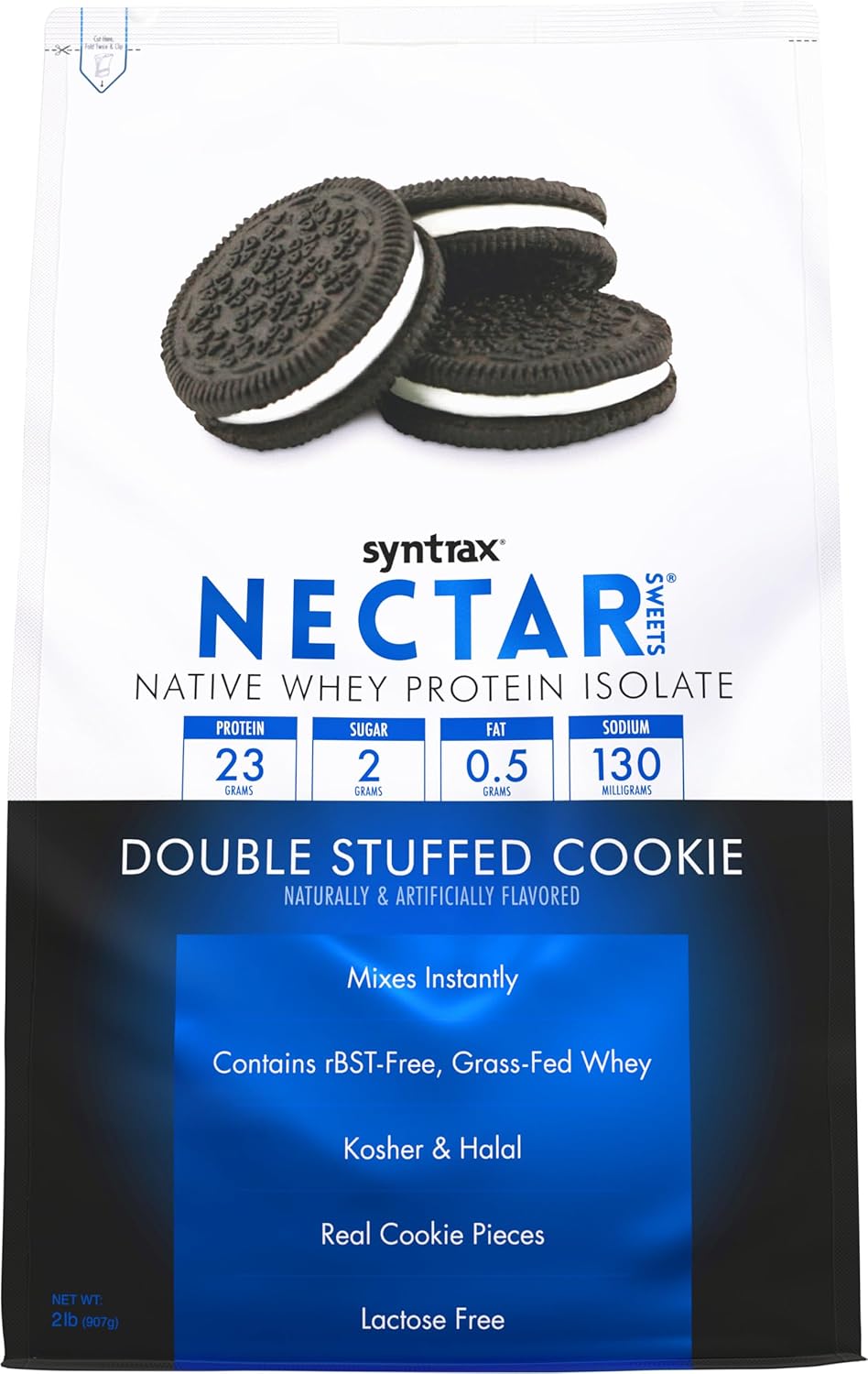 Syntrax Nutrition Nectar Sweets Double Stuffed Cookie Whey Isolate Protein Powder with Real Cookie Pieces - 2 lbs