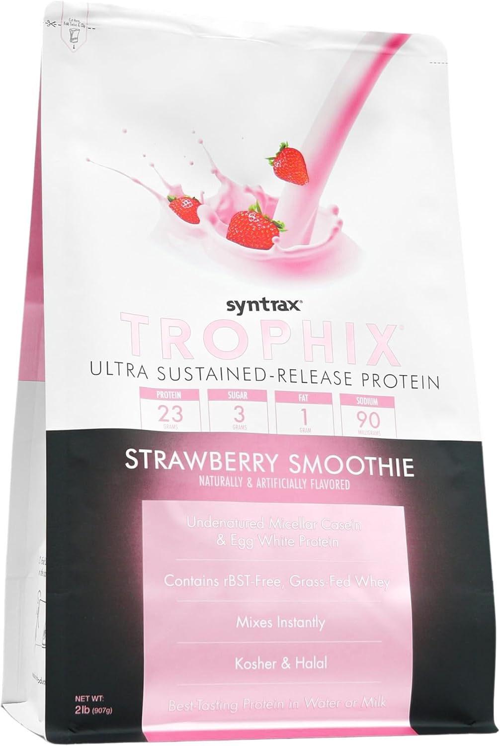 Syntrax Nutrition Trophix Strawberry Smoothie Protein Powder, 2 lbs, Ultra Sustained-Release Blend