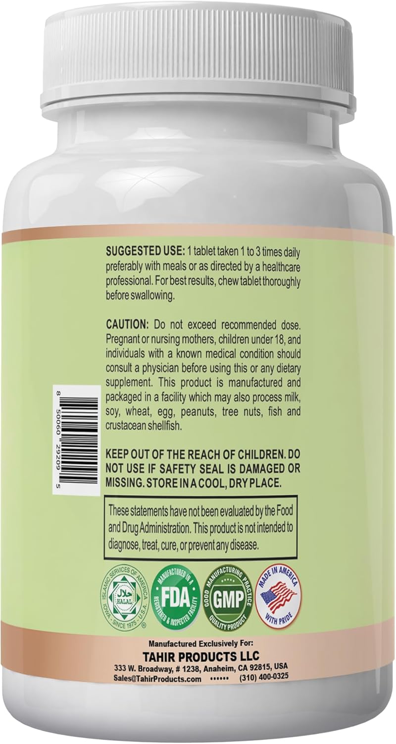Tahir Halal Vitamin B12 1000mcg Chewable Tablets for Energy, Metabolism & Nervous System Support - Vegan, Vegetarian, Dairy-Free - 120 Count, Made in USA