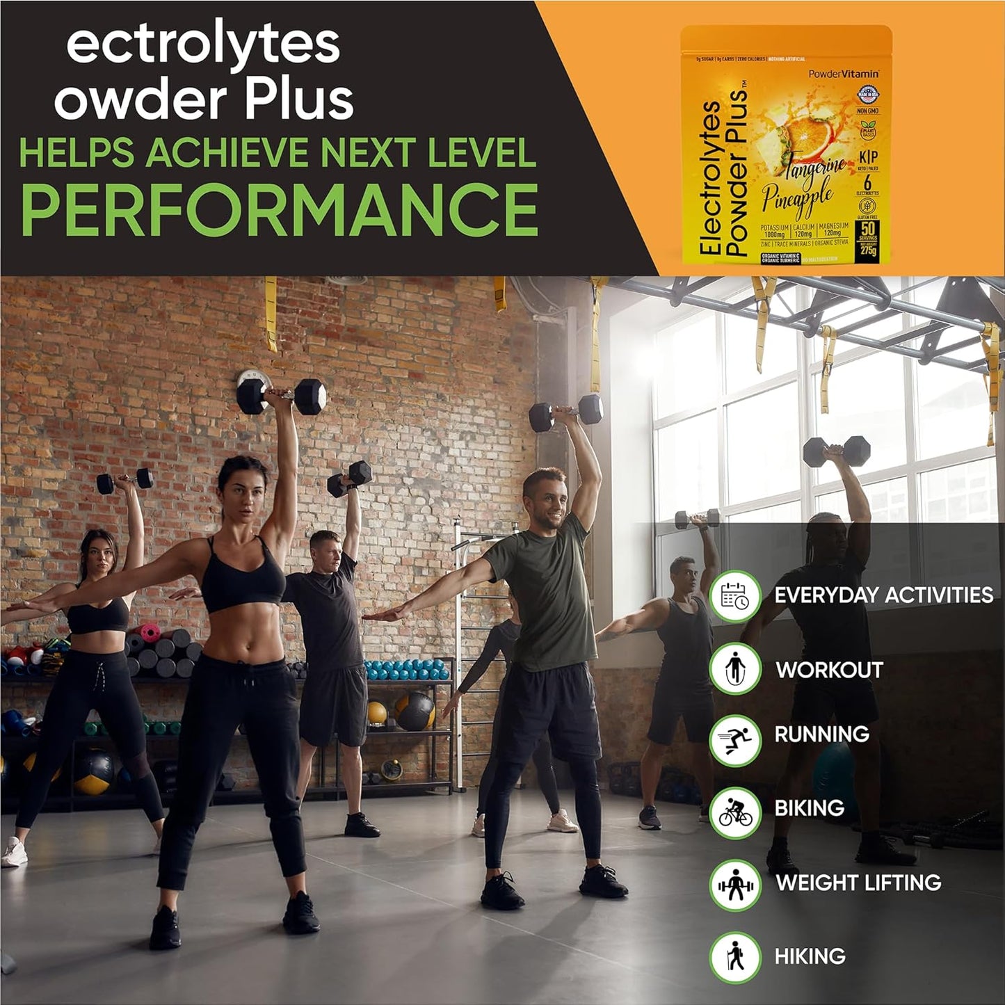 Tangerine Pineapple Electrolyte Powder - 50 Servings, 0 Calorie Keto Hydration Supplement with 1000mg Potassium, 120mg Calcium, 120mg Magnesium