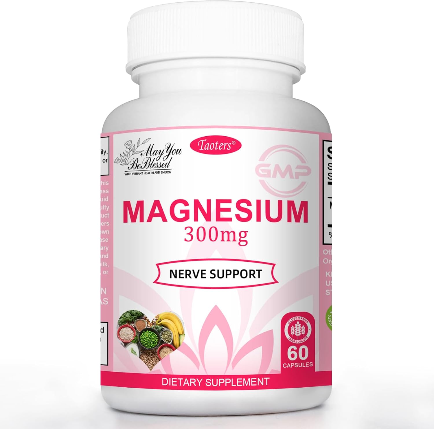 TAOTERS Magnesium Complex Supplement | 300mg per Serving | Supports Heart, Bone, Nerves & Energy | High Absorption | 60 Capsules
