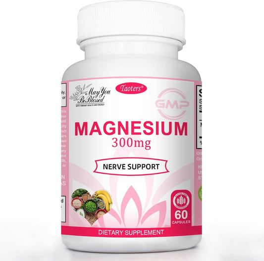 TAOTERS Magnesium Complex Supplement | 300mg per Serving | Supports Heart, Bone, Nerves & Energy | High Absorption | 60 Capsules