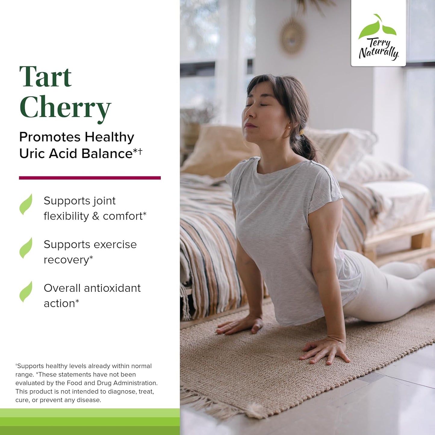 Tart Cherry Antioxidant Supplement for Joint Health & Uric Acid Balance - 120 Capsules