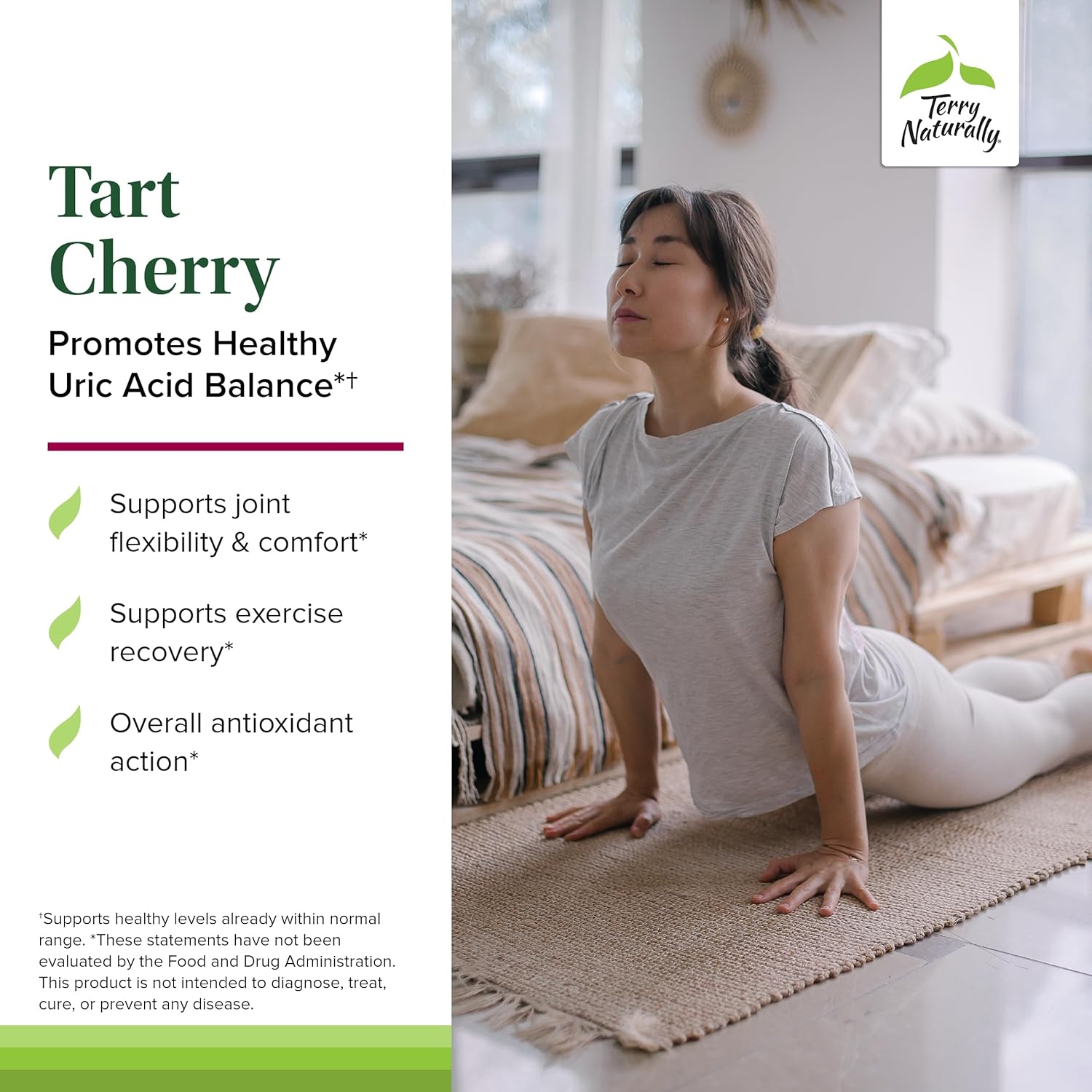 Tart Cherry Antioxidant Supplement for Joint Health & Uric Acid Balance - 120 Capsules