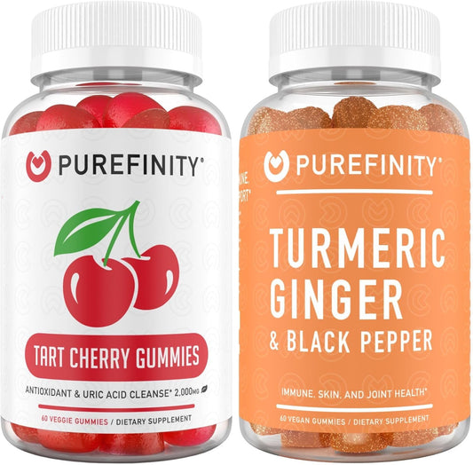 Tart Cherry Extract & Turmeric Ginger Gummies Bundle for Uric Acid Flush & Cleanse