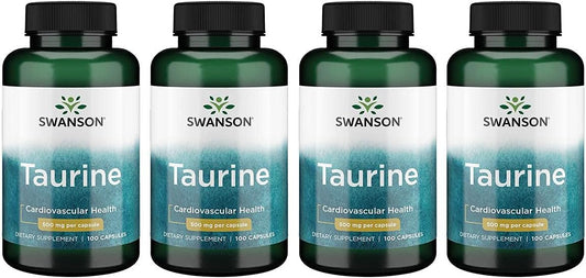 Taurine Amino Acid Supplement for Energy Production, Electrolyte Balance, Heart Health & Wellness - Natural Formula (400 Capsules, 500mg)