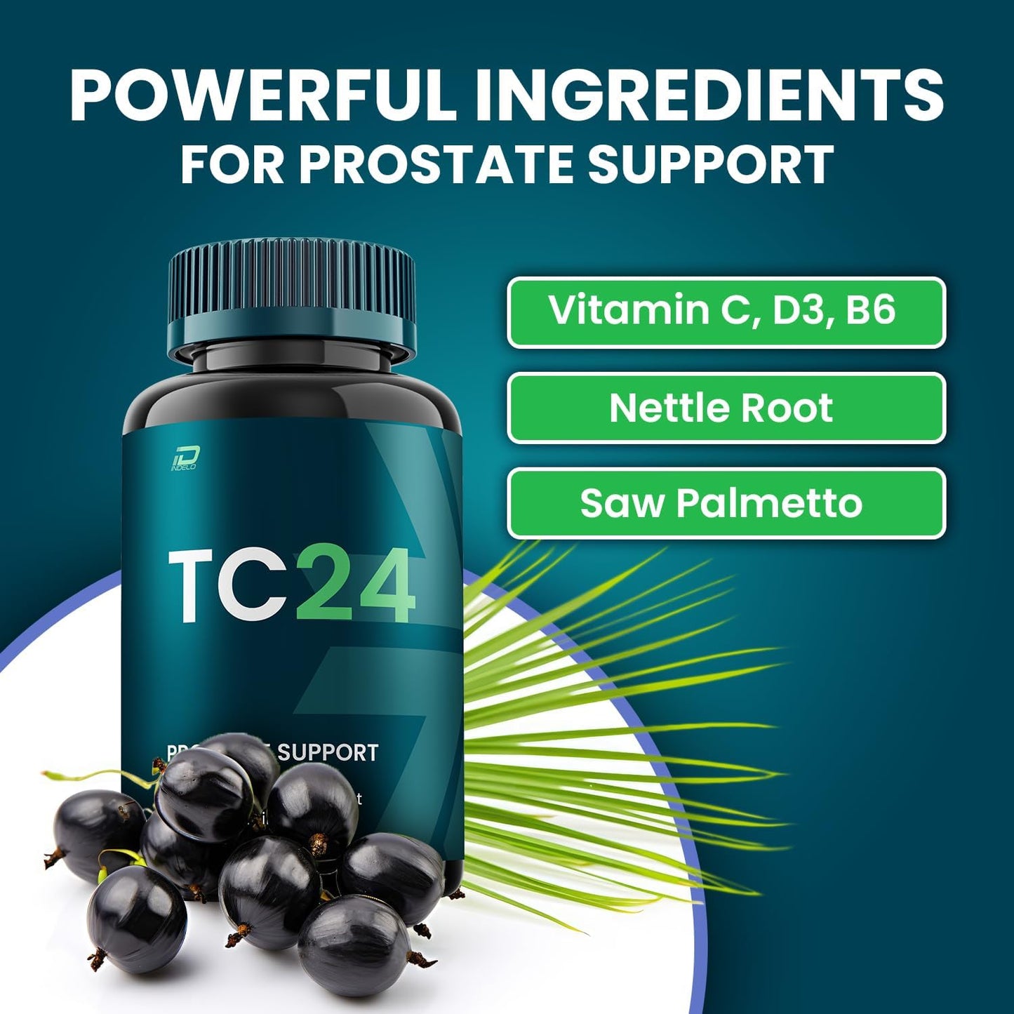 TC 24 Prostate Supplement for Men - Advanced Formula Bladder Control Pills for Men's Health - 60 Capsules