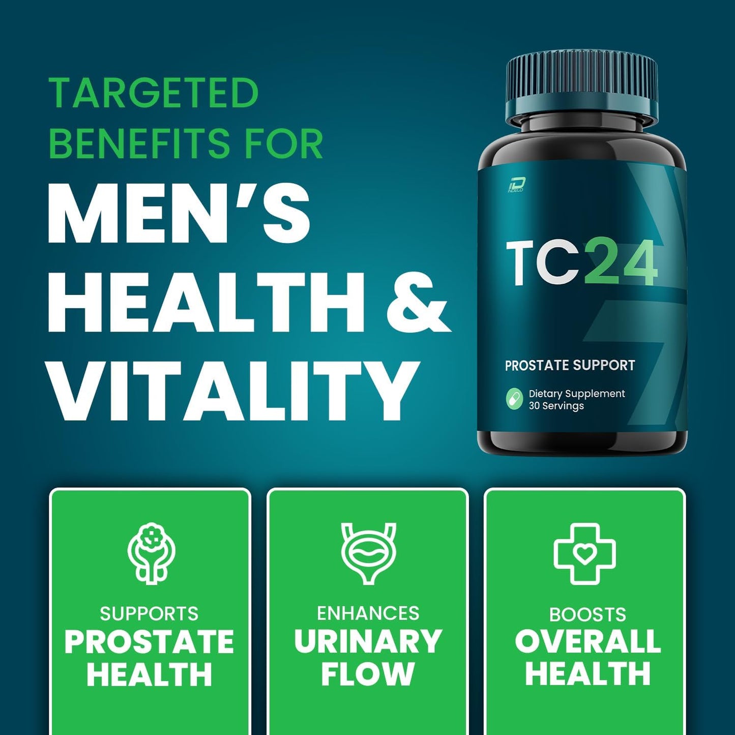 TC 24 Prostate Supplement for Men - Advanced Formula Bladder Control Pills for Men's Health - 60 Capsules