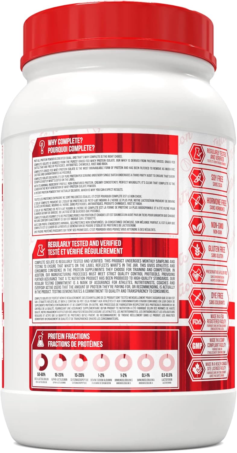 TC Nutrition Complete Isolate Grass Fed Whey Protein Powder - Chocolate Ice Cream Flavor, Non-GMO Formula for Muscle Growth & Recovery, Zero Carbs & Fat, 29 Servings (2lb)
