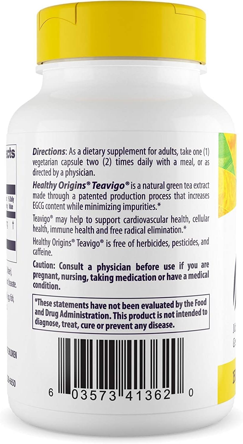 TEAVIGO Green Tea Extract Capsules - 150mg, 94% EGCG, Antioxidant Supplement - Vegan, Non-GMO, Gluten-Free - 60 Veg Caps