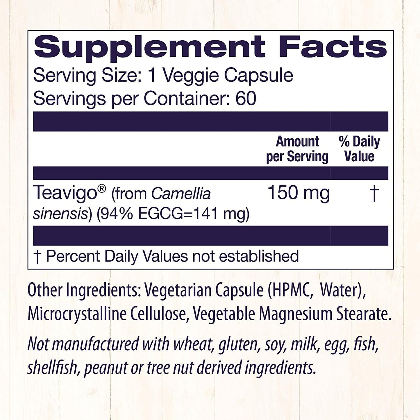TEAVIGO Green Tea Extract Capsules - 150mg, 94% EGCG, Antioxidant Supplement - Vegan, Non-GMO, Gluten-Free - 60 Veg Caps