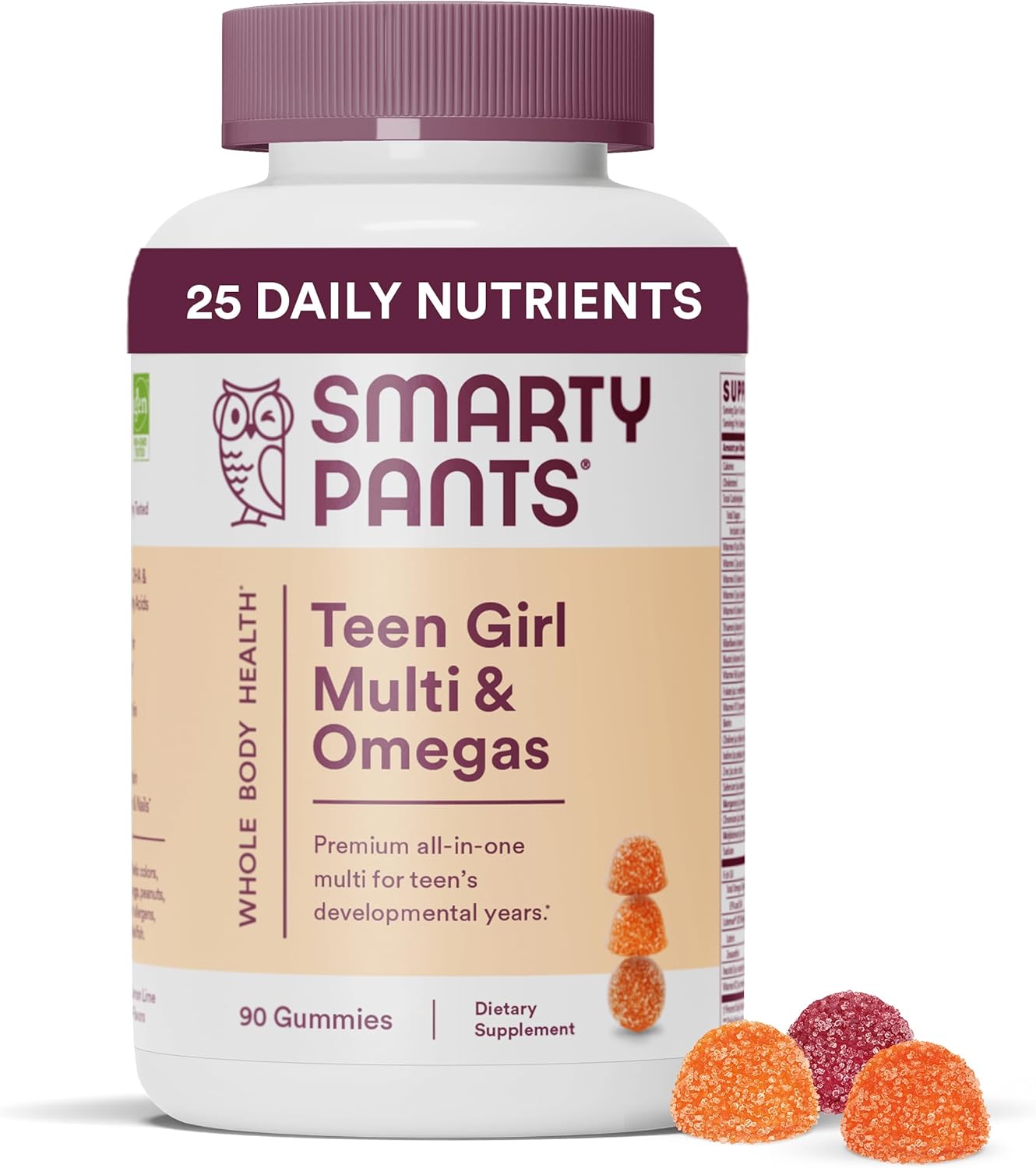 Teen Girl Multivitamin Gummies with Omega 3 Fish Oil, Vitamin C, D3, B12, A, K, Zinc, and Biotin - Gluten Free - 90 Count