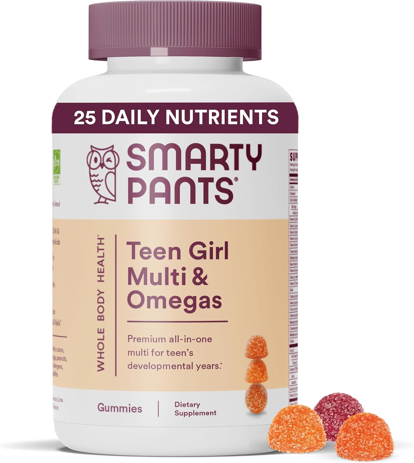 Teen Girl Multivitamin Gummies with Omega 3 Fish Oil, Vitamin D3, C, B12 & Probiotics for Digestive & Immune Health
