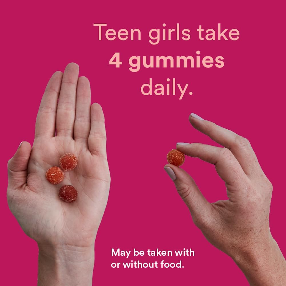 Teen Girl Multivitamin Gummies with Omega 3 Fish Oil, Vitamin C, D3, B12, A, K, Zinc, and Biotin - Gluten Free - 90 Count