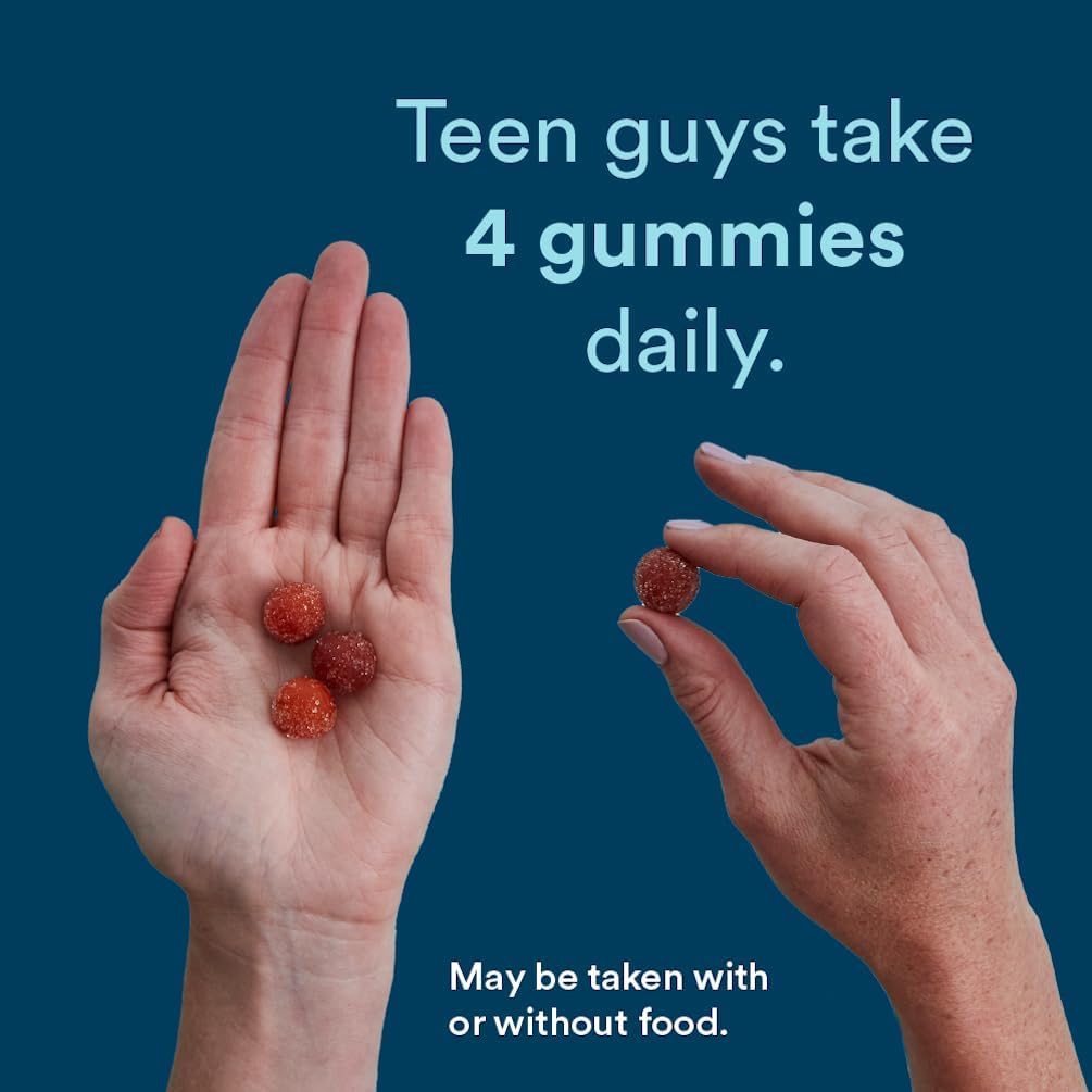 Teen Guy Multivitamin Gummies with Omega 3 Fish Oil, Vitamin D3, B12, B6, A, K, Zinc, Biotin - 120 Count