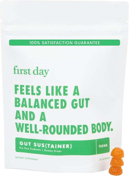 Teens' Gut Health Support Gummies - 3-in-1 Prebiotic, Probiotic, & Postbiotic Supplement - Digestive & Immune Support - 30-Day Supply