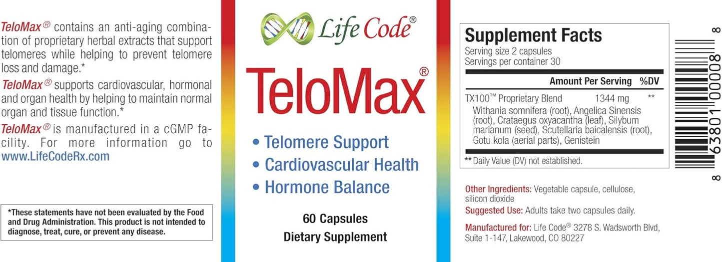 TeloMax Life Code: Cellular Function Telomere Supplement for Health