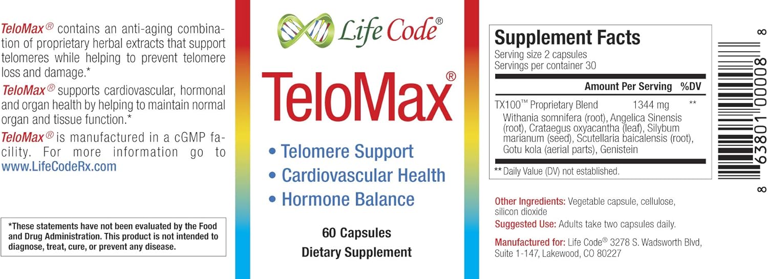 TeloMax Life Code: Cellular Function Telomere Supplement for Health