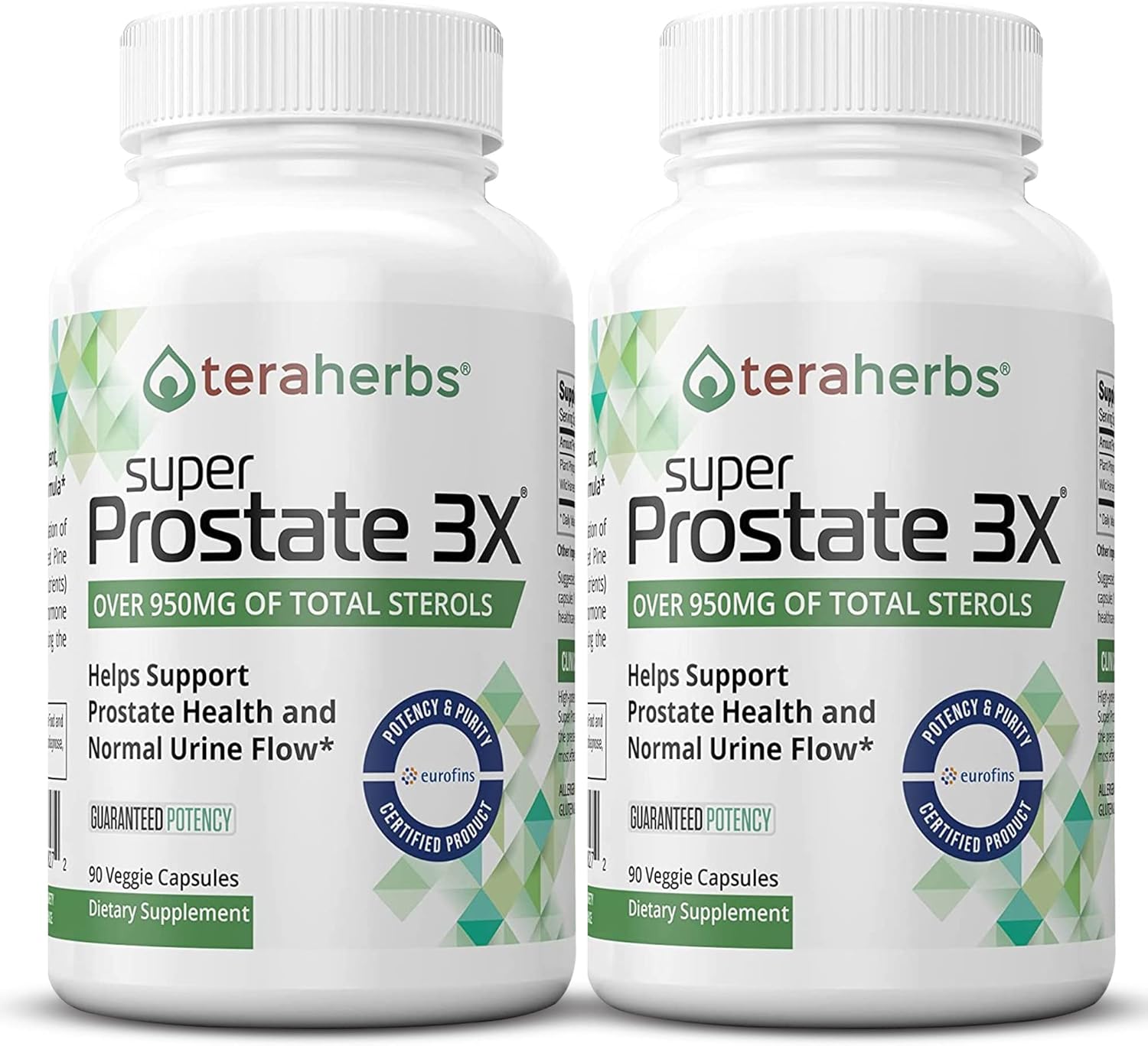 Tera Herbs Super Prostate 3X - Support for Enlarged Prostate & Bladder Control - Prostate Supplements for Men - 2 Pack