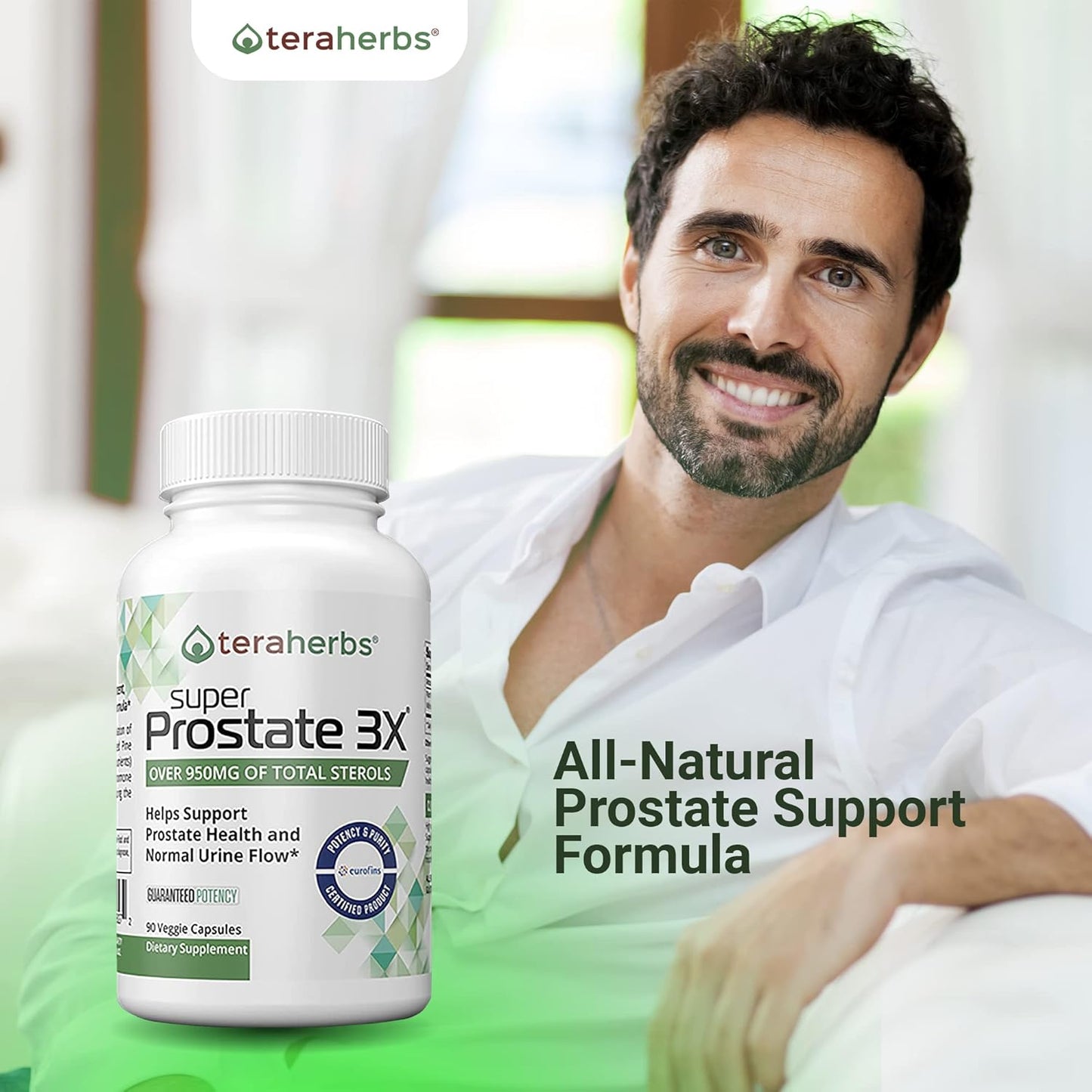 Tera Herbs Super Prostate 3X - Support for Enlarged Prostate & Bladder Control - Prostate Supplements for Men - 2 Pack