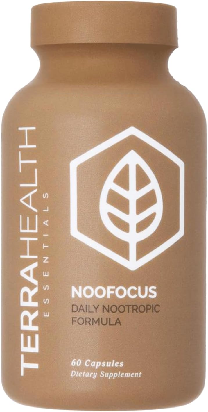 Terra Health NOOFOCUS Nootropic Brain Support Supplement with Adaptogenic Mushrooms, Alpha-GPC, Gotu Kola, L-Theanine - Natural Focus & Memory Boost, 30 Day Supply