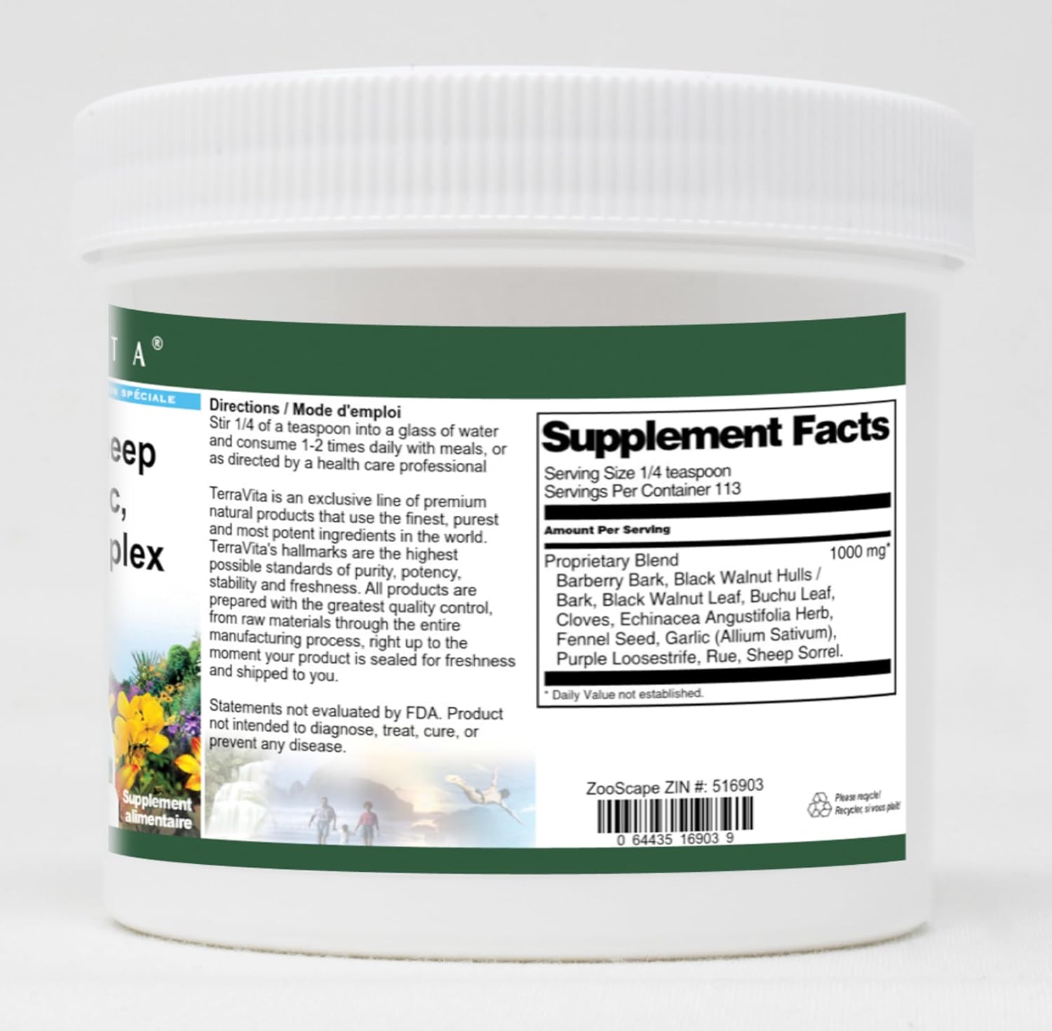 Terravita Complex Powder with Echinacea, Sheep Sorrel, and Garlic - 4 oz (Pack of 3)