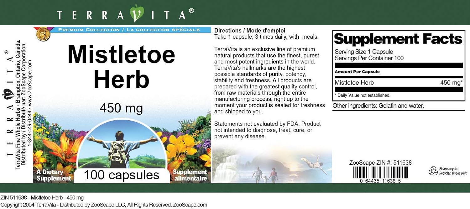 Terravita Mistletoe Herb Capsules - 450mg (100 Capsules, ZIN: 511638) - Pack of 2
