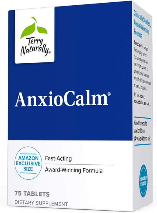 Terry Naturally AnxioCalm 75 Tablets Non-Drowsy Formula for Adults & Children 4+ - Non-GMO - 37 Servings