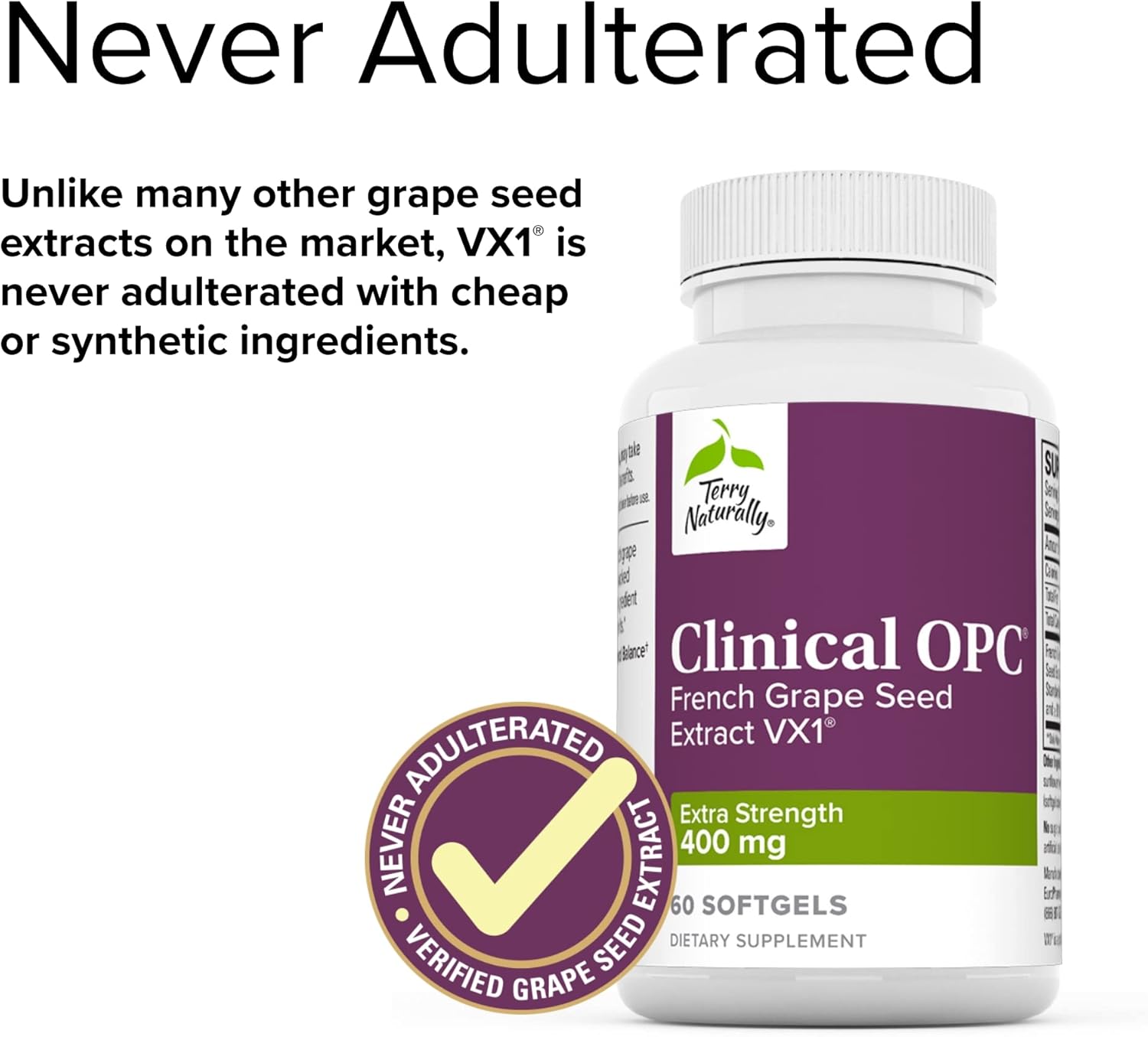 Terry Naturally Clinical OPC Extra Strength Softgels - 3 Pack, 180 Servings - 400mg French Grape Seed Extract - Non-GMO, Gluten Free